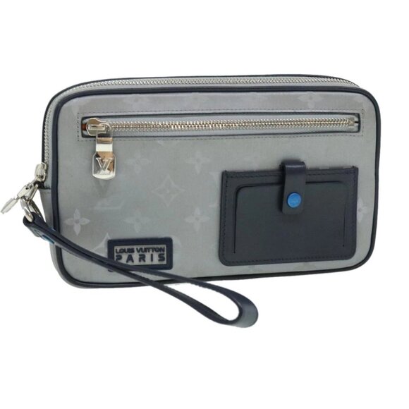 LOUIS VUITTON Monogram satellite Clutch Bag Silver M44171 LV Auth 32349A - Picture 1 of 16